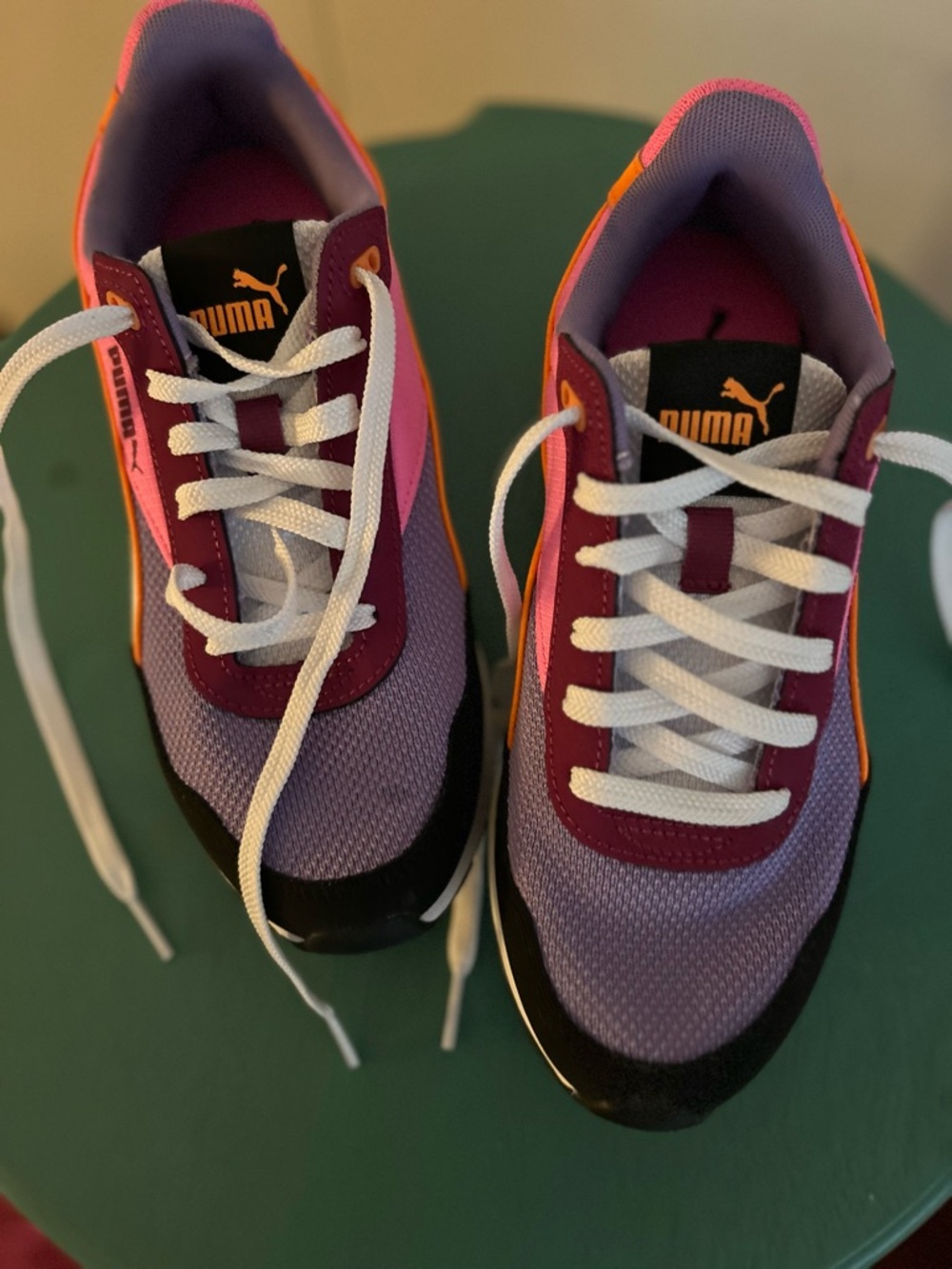 Puma Purple Pink and Orange Girls' Mesh Sneakers